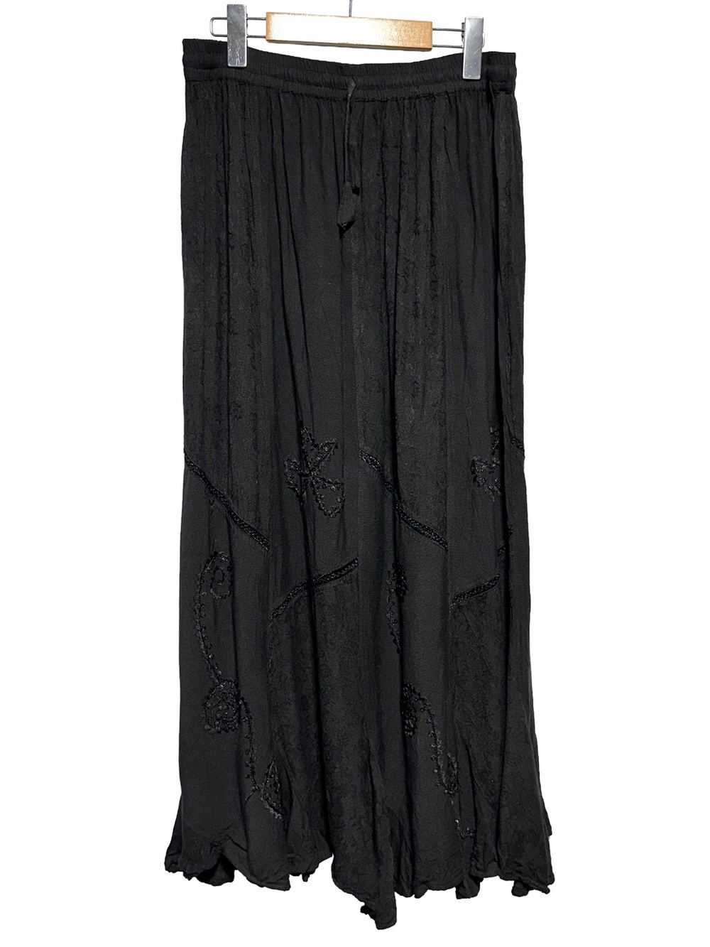 Papa Black Beaded Boho Maxi Skirt Goth Cottagecore Festival Western